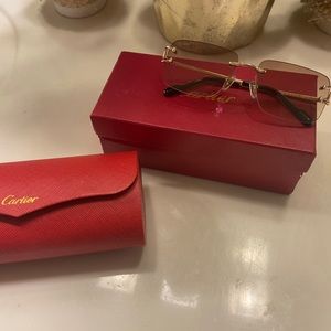 Cartier Glasses Rectangular Gold Glasses